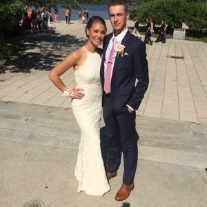 Full lace full length prom dress